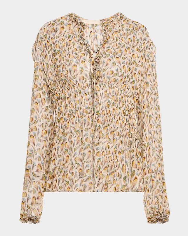 Robbie Tie-Front Silk Blouse